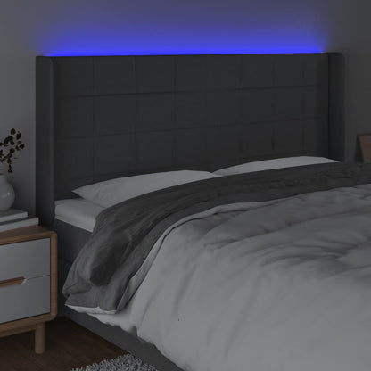 Hoofdbord LED 183x16x118/128 cm stof donkergrijs 183 x 16 x 118/128 cm Donkergrijs