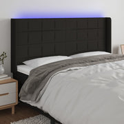 Hoofdbord 183x16x118/128 cm stof zwart met LED