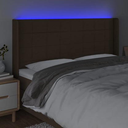 Hoofdbord Led Stof 183 x 16 x 118/128 cm Donkerbruin