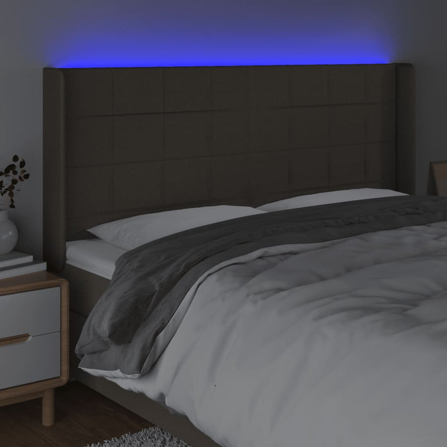 Hoofdbord Led Stof 183 x 16 x 118/128 cm Taupe