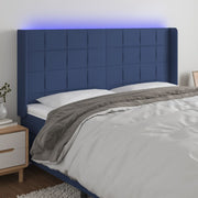 Hoofdbord 183x16x118/128 cm stof blauw LED