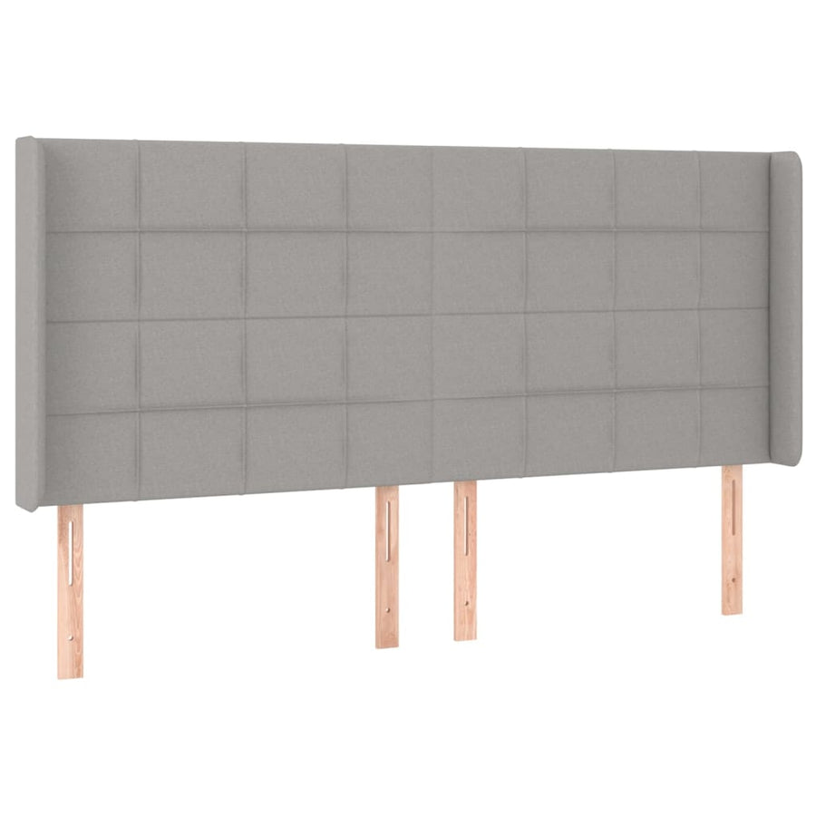 Hoofdbord LED 203x16x118/128 cm stof lichtgrijs 203 x 16 x 118/128 cm Lichtgrijs