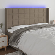 Hoofdbord 203x16x118/128 cm stof taupe LED