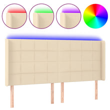Hoofdbord LED 203x16x118/128 cm stof crèmekleurig 203 x 16 x 118/128 cm Crème