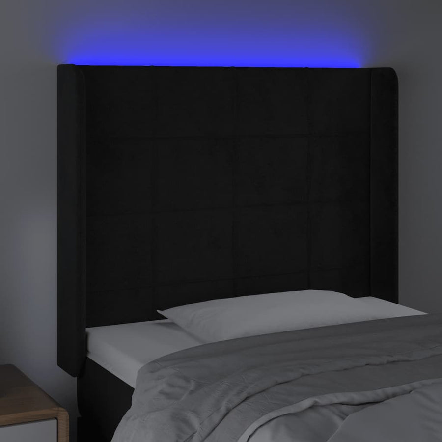 Hoofdbord Led Fluweel 83 x 16 x 118/128 cm Zwart