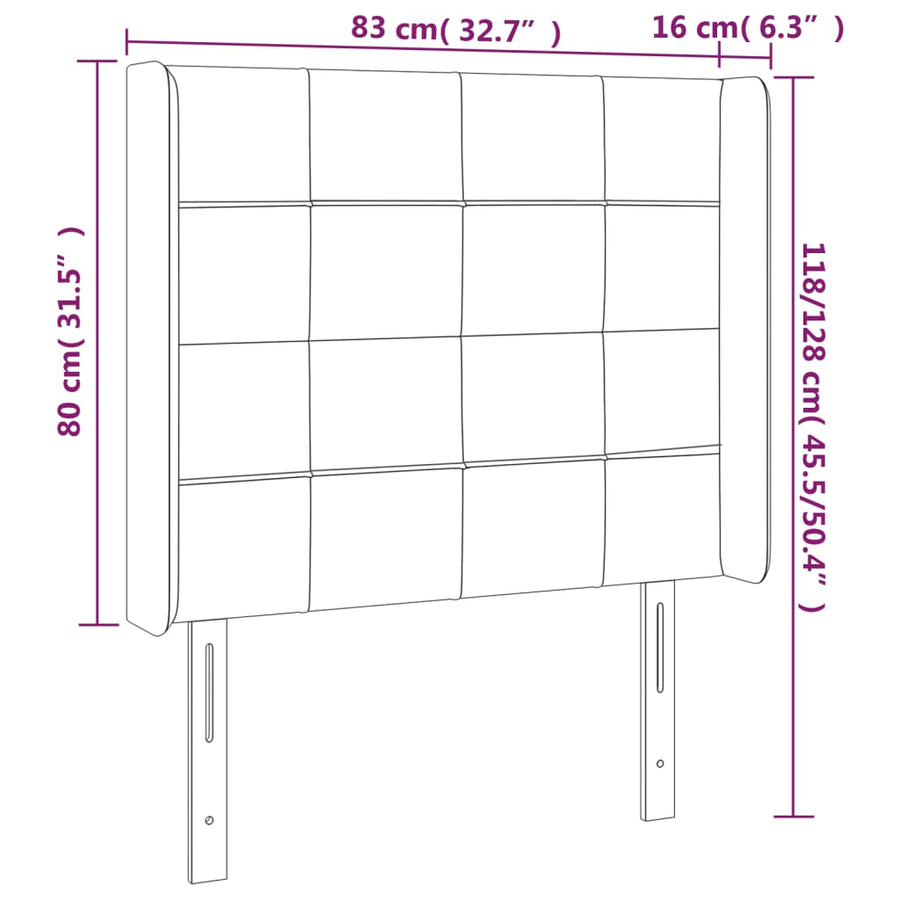 Hoofdbord Led Fluweel 83 x 16 x 118/128 cm