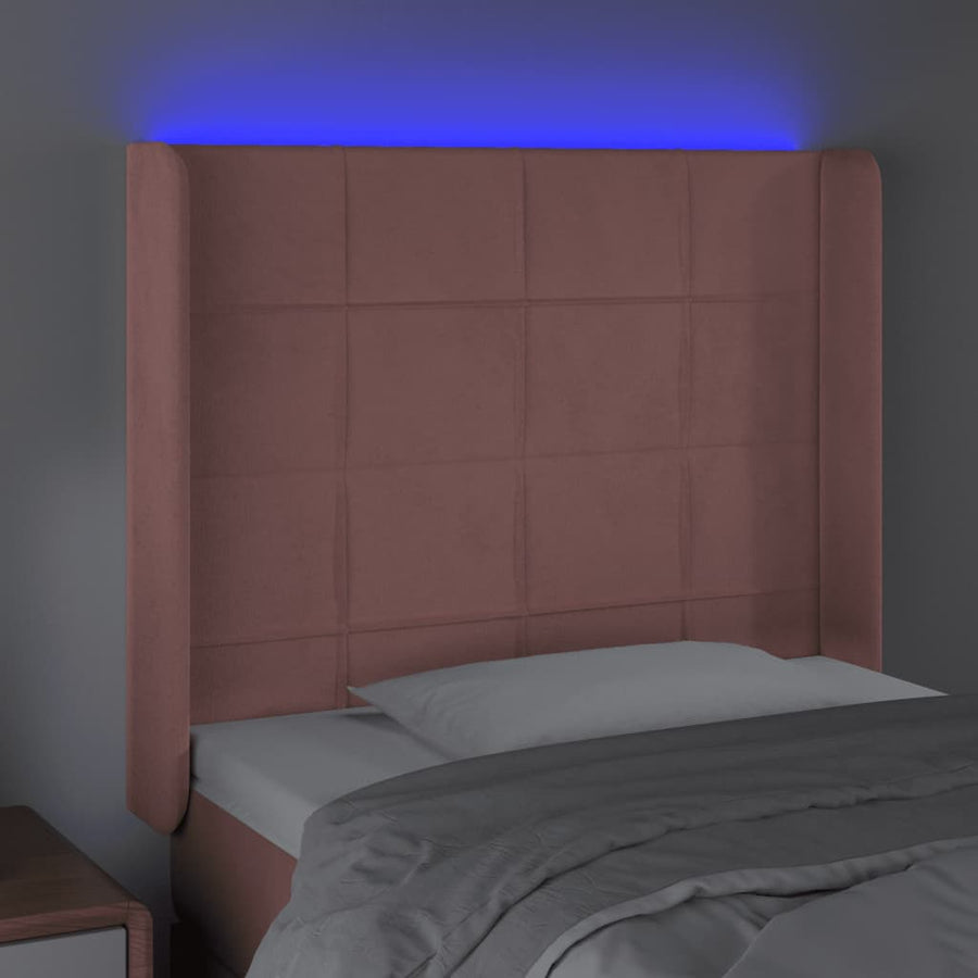 Hoofdbord Led Fluweel 83 x 16 x 118/128 cm Roze