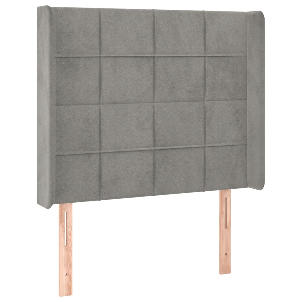 Hoofdbord Led Fluweel 93 x 16 x 118/128 cm Lichtgrijs