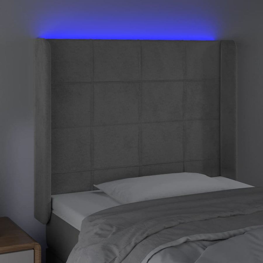 Hoofdbord Led Fluweel 93 x 16 x 118/128 cm Lichtgrijs