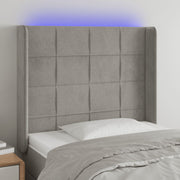 Headboard LED 93x16x118/128 cm velvet light grey