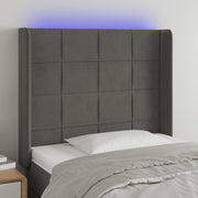 Headboard LED 93x16x118/128 cm velvet dark grey