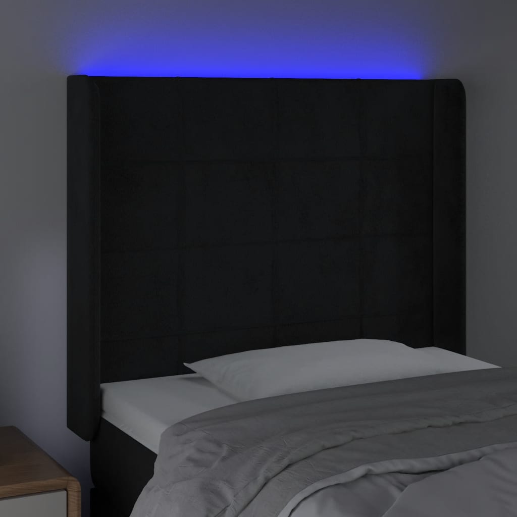 Hoofdbord Led Fluweel 93 x 16 x 118/128 cm Zwart