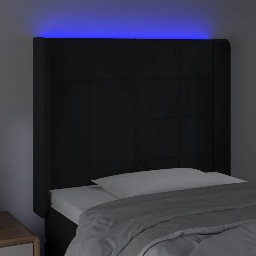 Hoofdbord Led Fluweel 93 x 16 x 118/128 cm Zwart