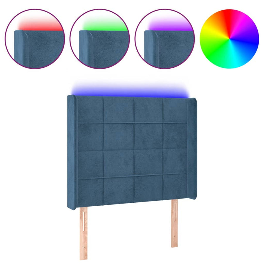 Hoofdbord Led Fluweel 93 x 16 x 118/128 cm