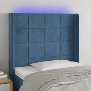 Hoofdbord fluweel blauw 93x16x118/128 cm led