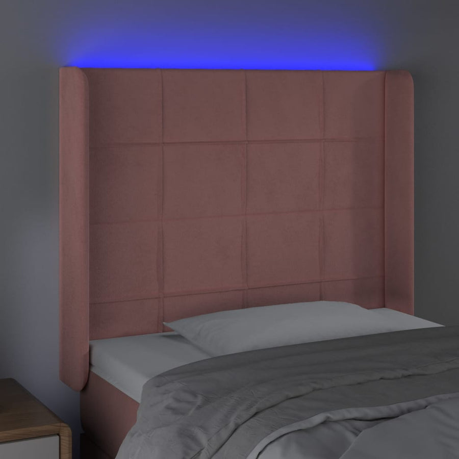 Hoofdbord Led Fluweel 93 x 16 x 118/128 cm Roze