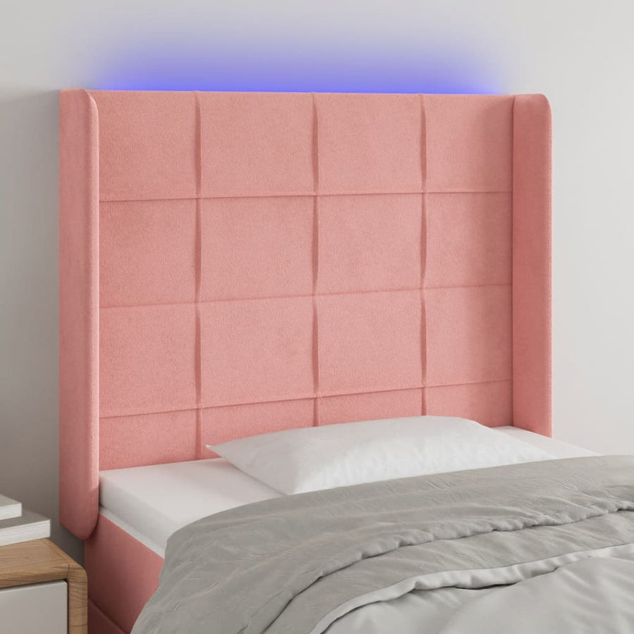 Hoofdbord Led Fluweel 93 x 16 x 118/128 cm Roze