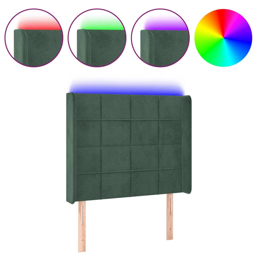 Hoofdbord Led Fluweel 103 x 16 x 118/128 cm