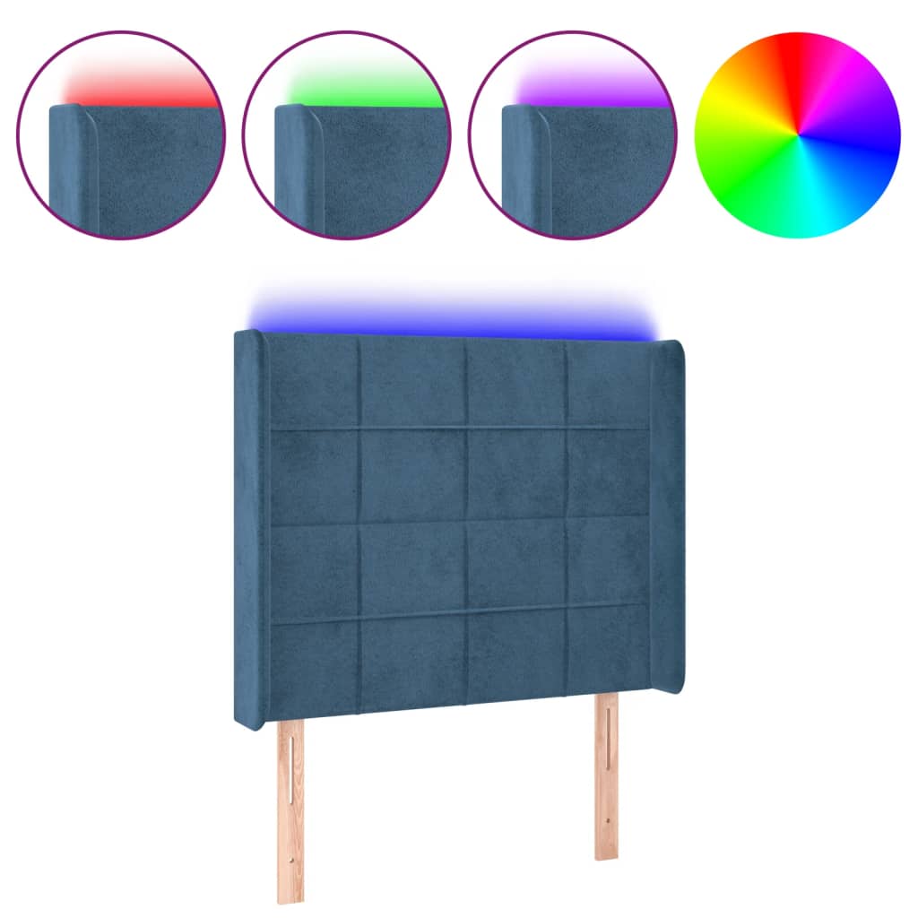 Hoofdbord Led Fluweel 103 x 16 x 118/128 cm