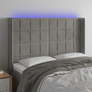 Headboard LED 147x16x118/128 cm velvet light grey
