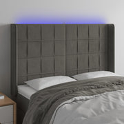 Headboard LED 147x16x118/128 cm velvet dark grey