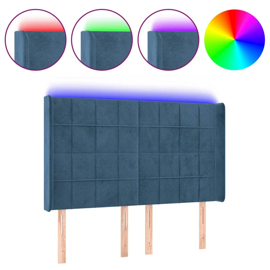 Hoofdbord Led Fluweel 147 x 16 x 118/128 cm