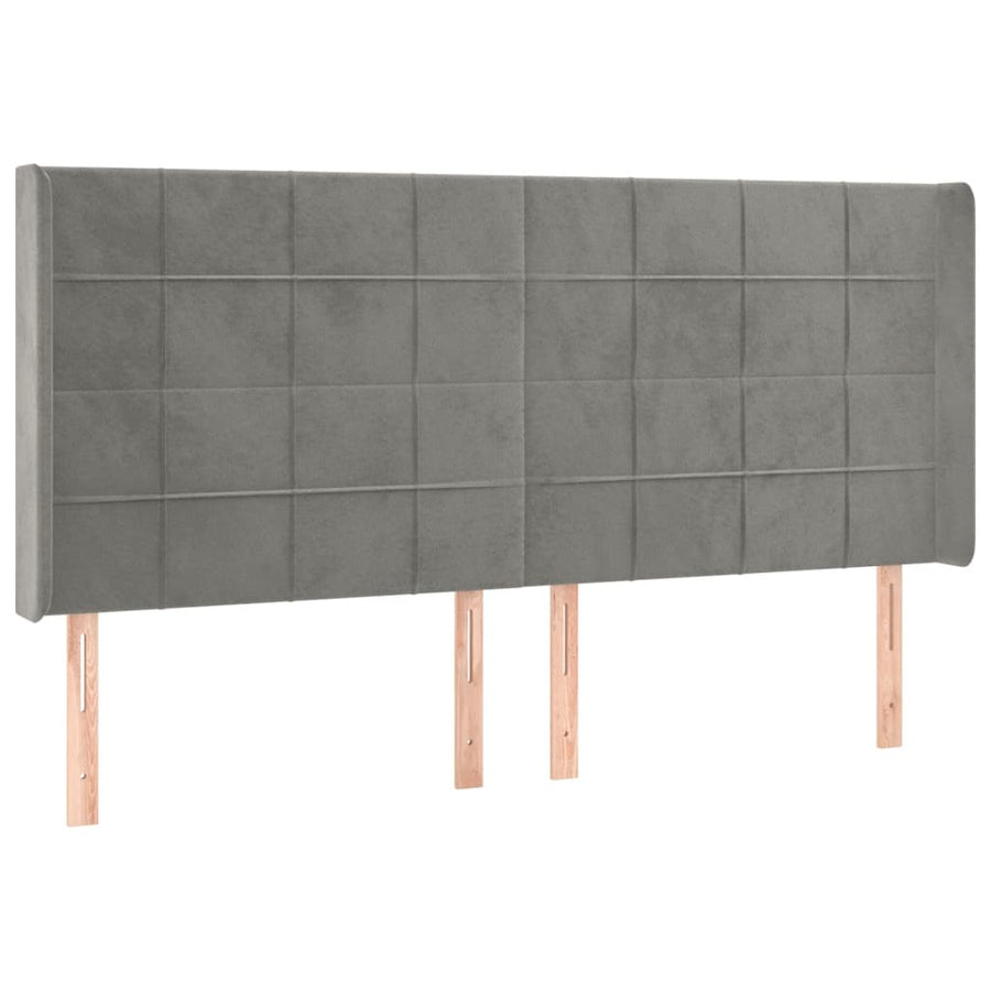 Hoofdbord Led Fluweel 163 x 16 x 118/128 cm Lichtgrijs