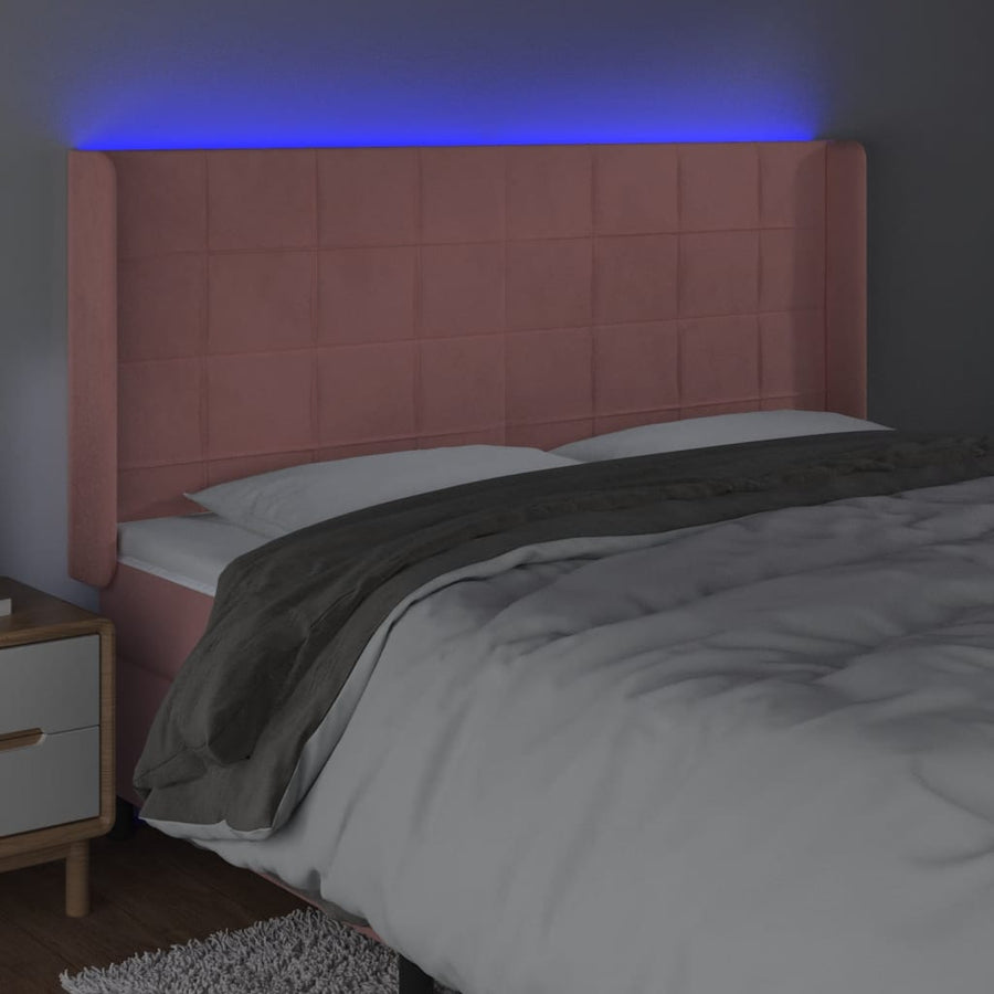 Hoofdbord Led Fluweel 163 x 16 x 118/128 cm Roze