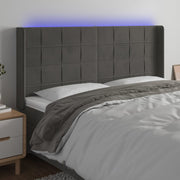 Hoofdbord 183x16x118/128 cm fluweel donkergrijs LED