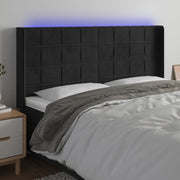 Hoofdbord 183x16x118/128 cm fluweel zwart LED