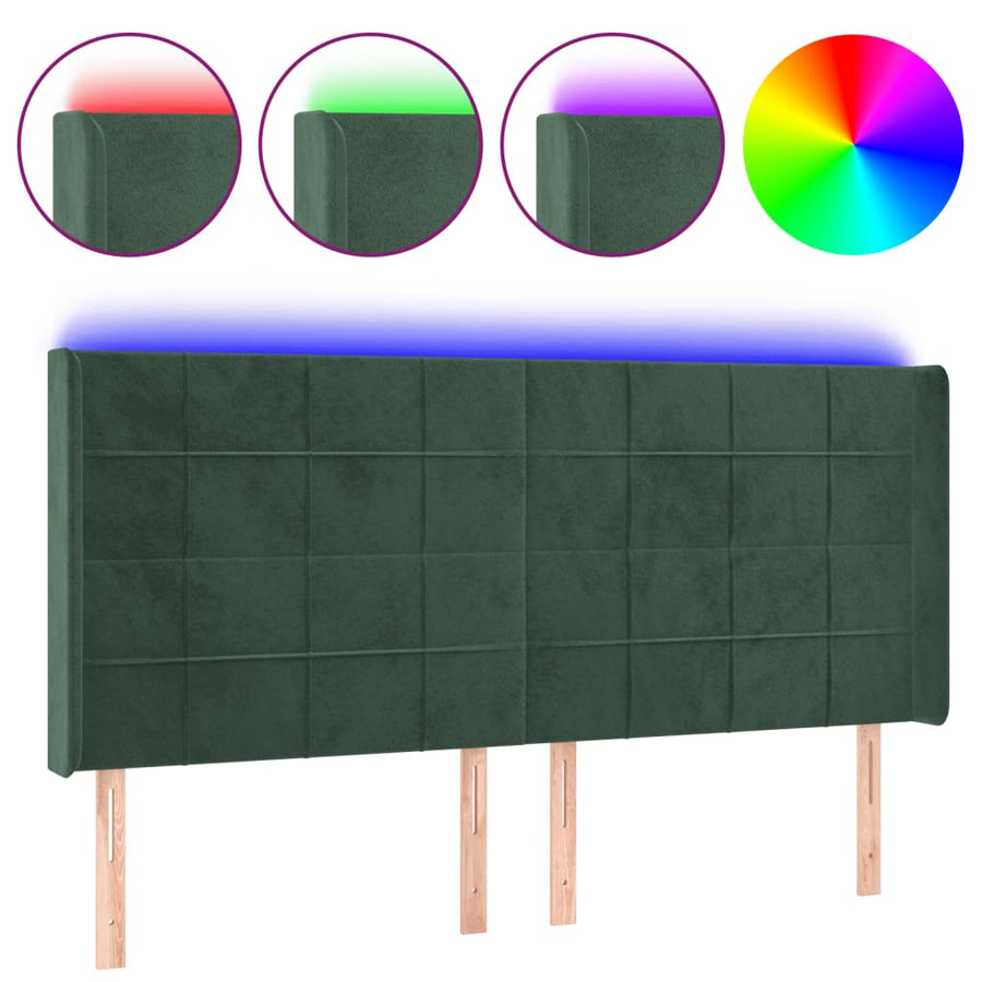 Hoofdbord Led Fluweel 183 x 16 x 118/128 cm