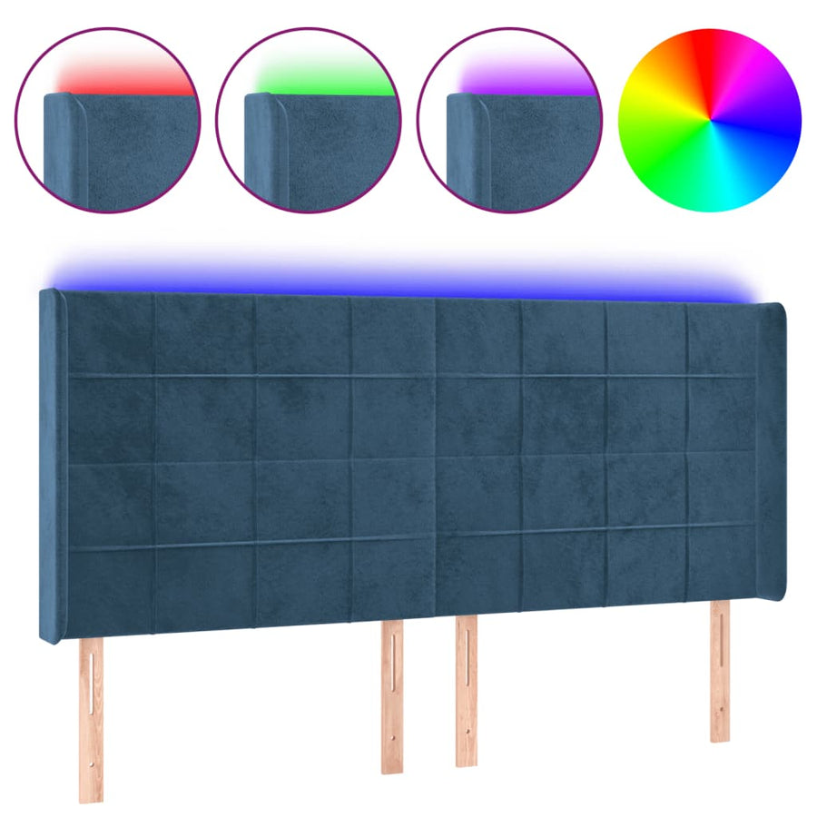 Hoofdbord Led Fluweel 183 x 16 x 118/128 cm