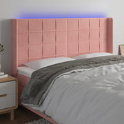 Hoofdbord 183x16x118/128 cm fluweel roze LED