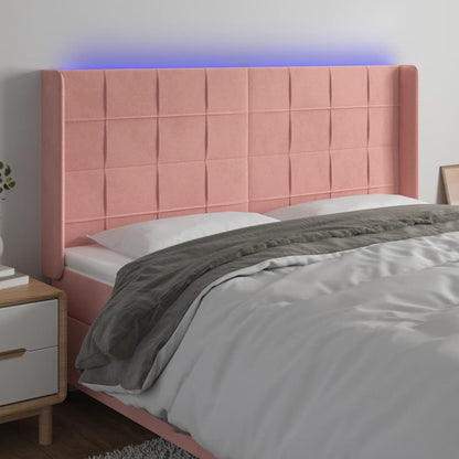 Hoofdbord Led Fluweel 1 183 x 16 x 118/128 cm Roze