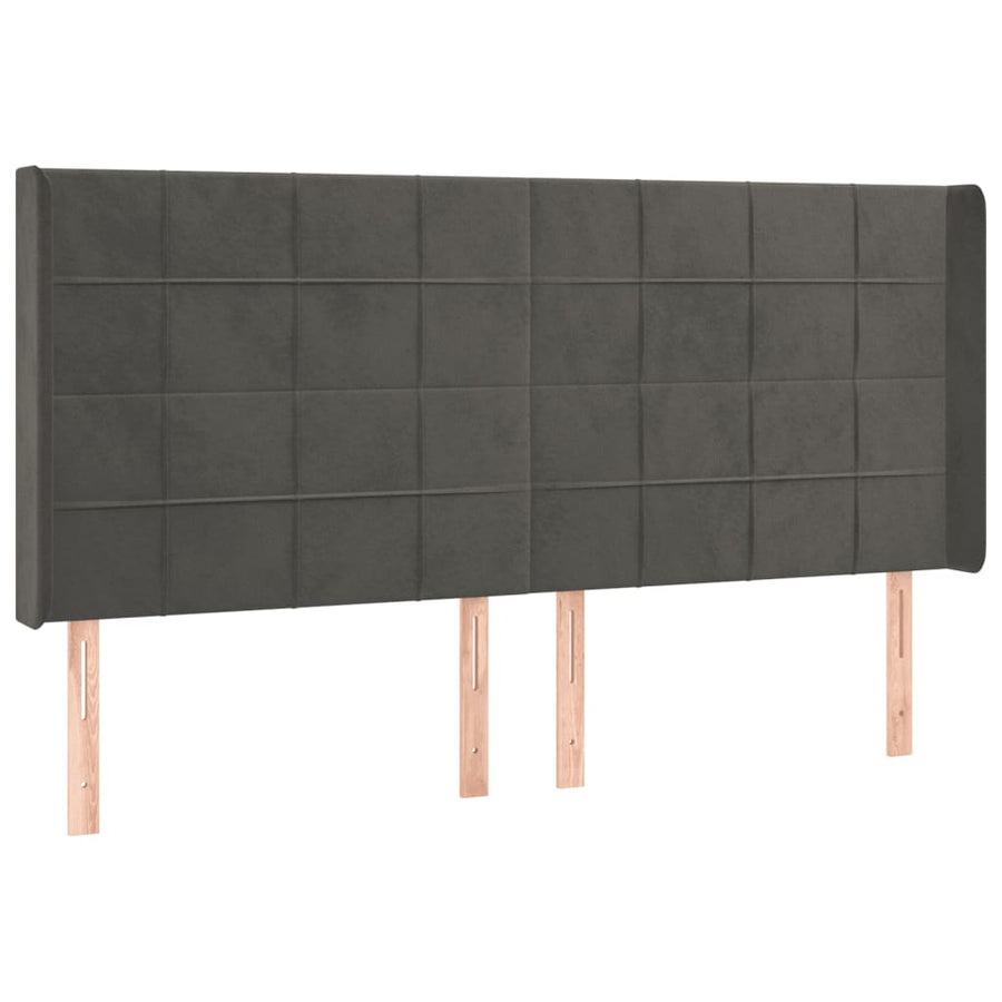 Hoofdbord Led Fluweel 203 x 16 x 118/128 cm Donkergrijs
