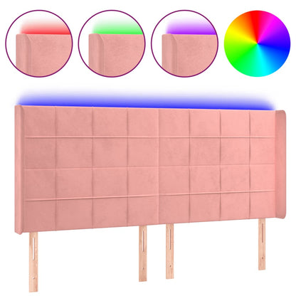 Hoofdbord Led Fluweel 203 x 16 x 118/128 cm Roze
