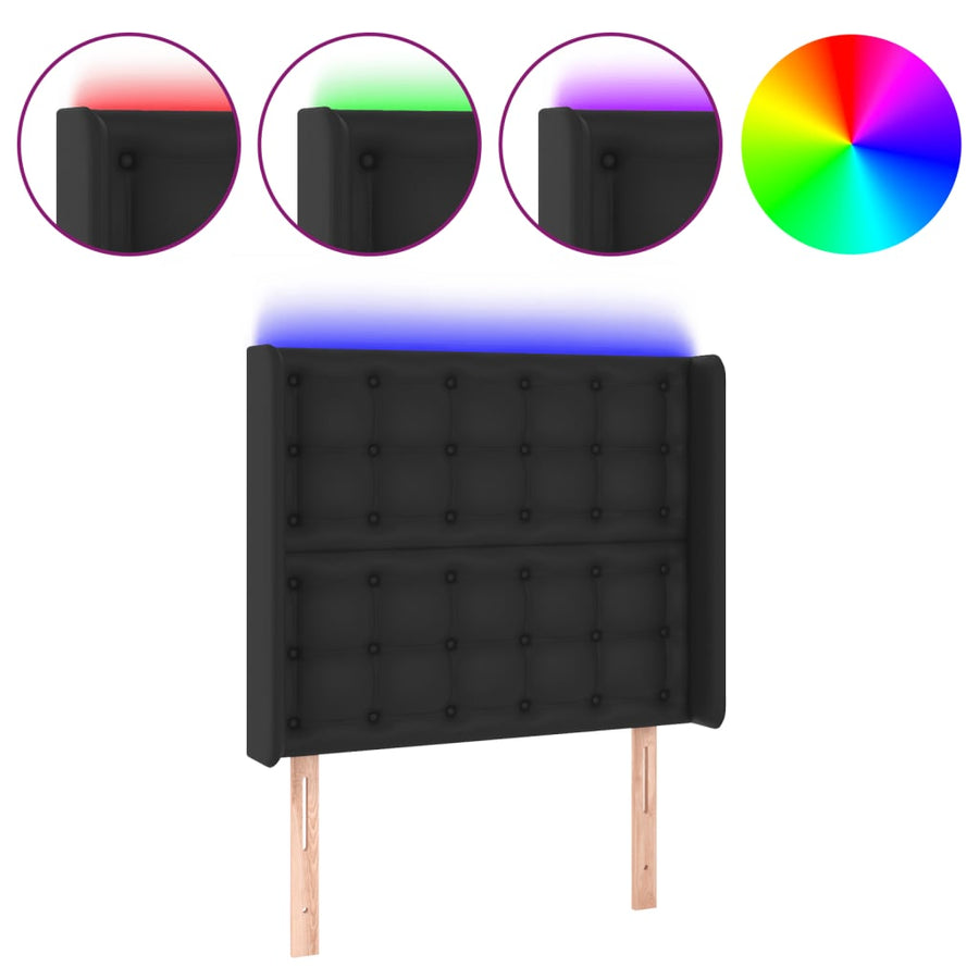 Hoofdbord Led Kunstleer 83 x 16 x 118/128 cm Zwart