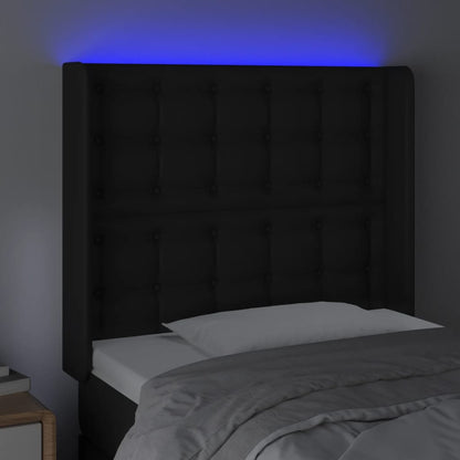Hoofdbord Led Kunstleer 83 x 16 x 118/128 cm Zwart
