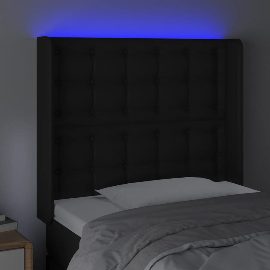 Hoofdbord Led Kunstleer 83 x 16 x 118/128 cm Zwart