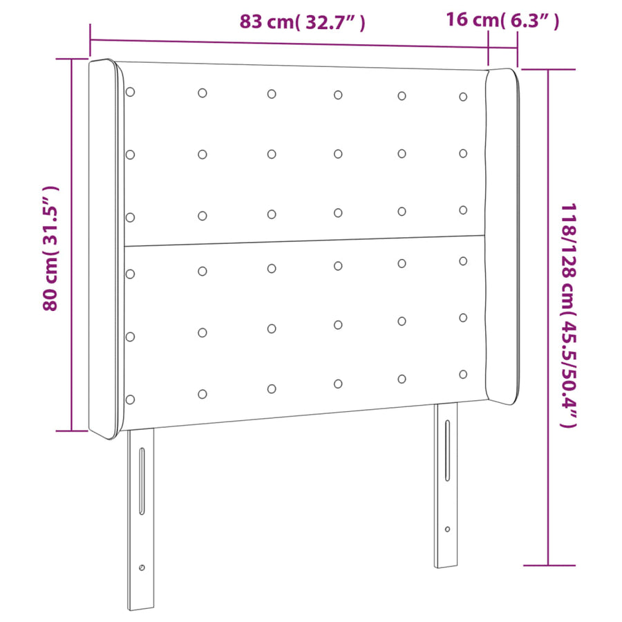 Hoofdbord Led Kunstleer 83 x 16 x 118/128 cm Zwart