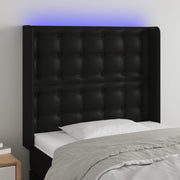Hoofdbord kunstleer 83x16x118/128 cm zwart LED