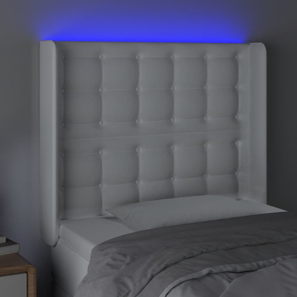 Hoofdbord Led Kunstleer 83 x 16 x 118/128 cm Wit