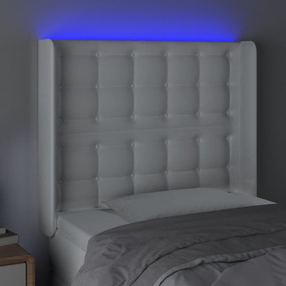 Hoofdbord Led Kunstleer 83 x 16 x 118/128 cm Wit