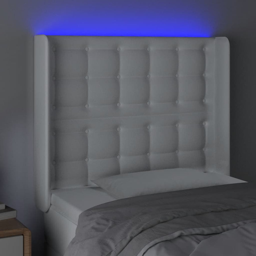 Hoofdbord Led Kunstleer 83 x 16 x 118/128 cm Wit