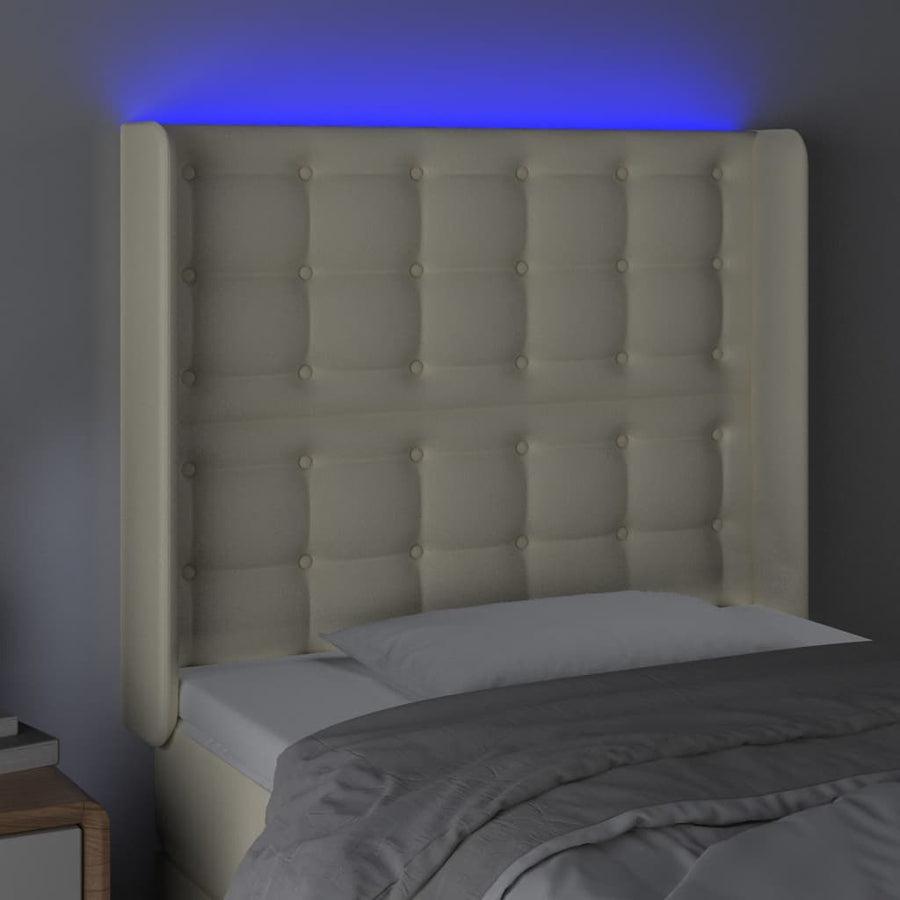 Hoofdbord Led Kunstleer Kleurig 83 x 16 x 118/128 cm Crème