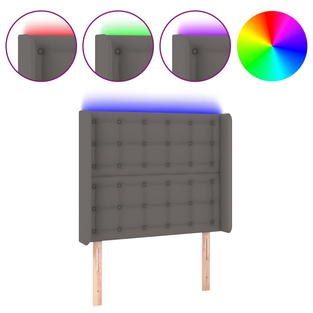 Hoofdbord Led Kunstleer 83 x 16 x 118/128 cm Grijs