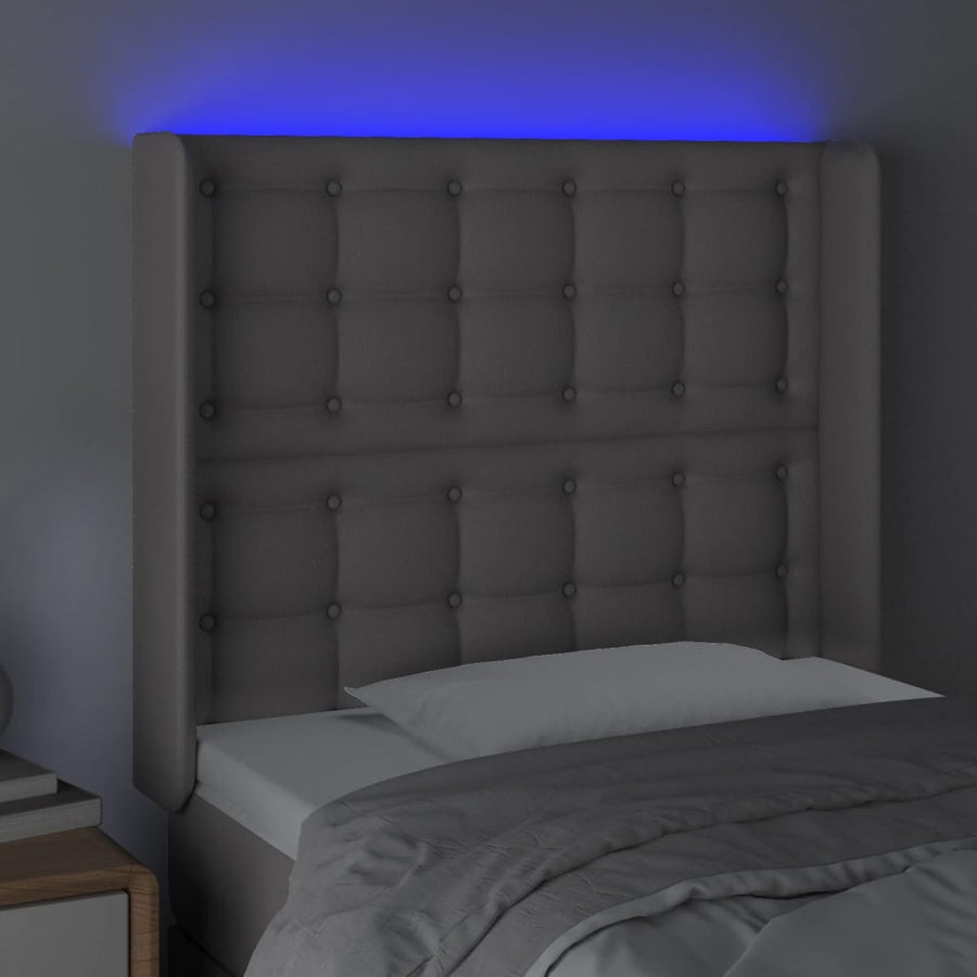 Hoofdbord Led Kunstleer 83 x 16 x 118/128 cm Grijs