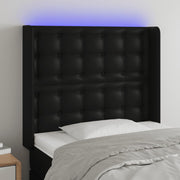 Hoofdbord 93x16x118/128 cm kunstleer zwart LED