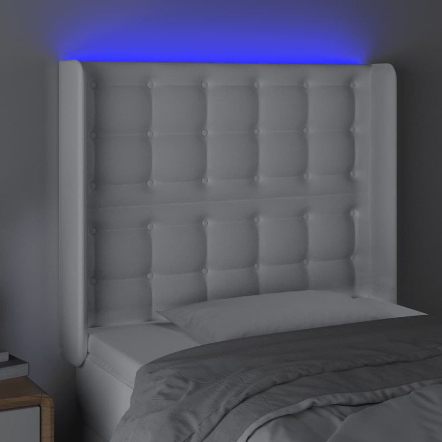 Hoofdbord Led Kunstleer 93 x 16 x 118/128 cm Wit