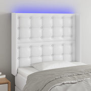 Hoofdbord 93x16x118/128 cm kunstleer wit LED